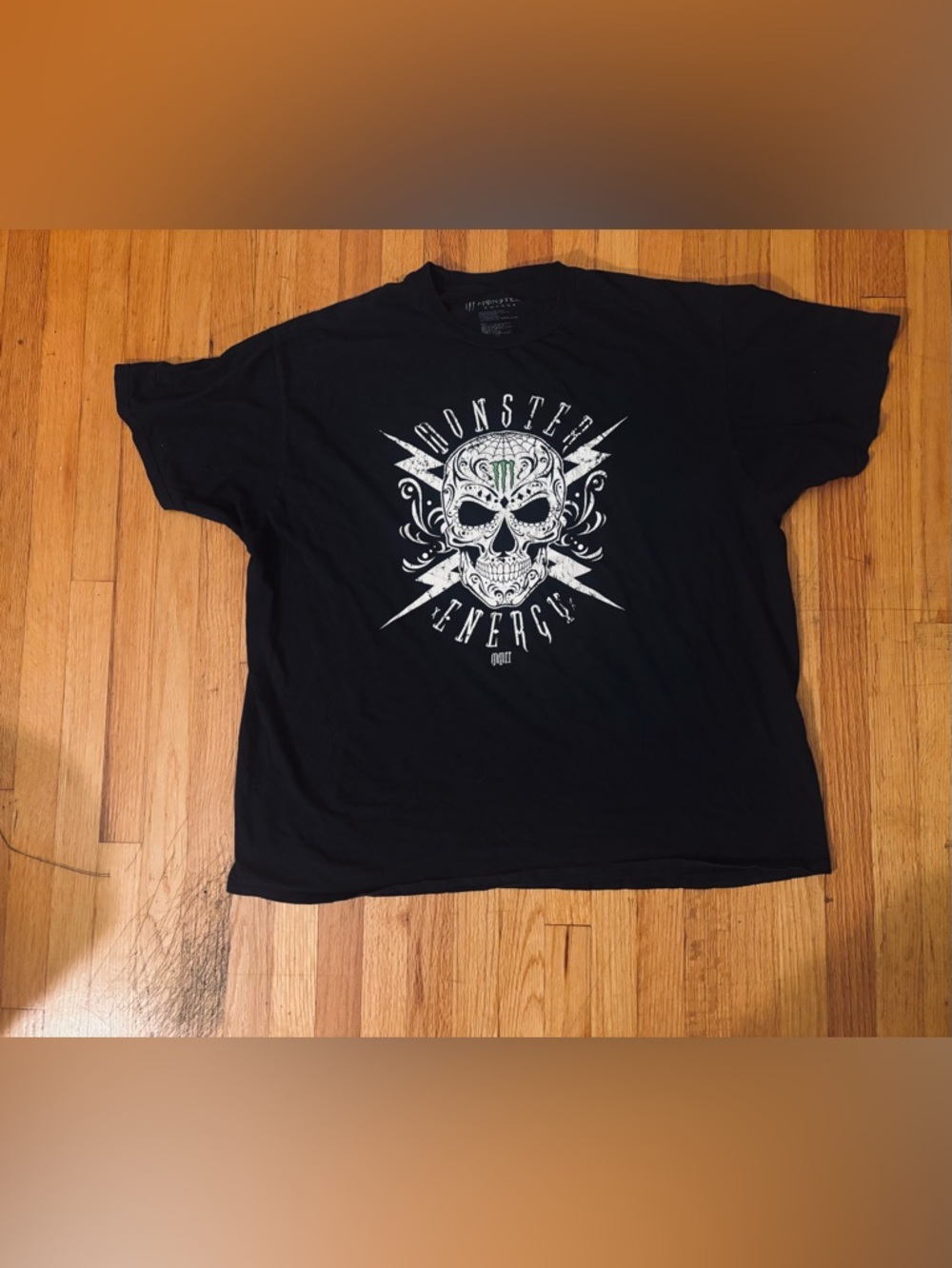 Monster Energy Black Skull Graphic Men's T-Shirt Size 2XL